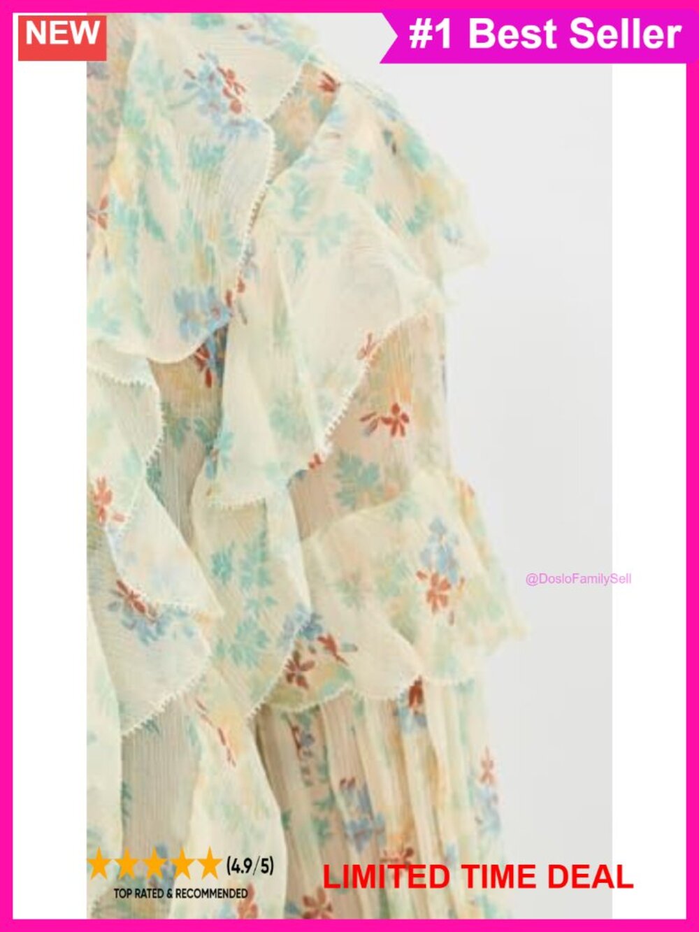 Silk Chiffon Blouse with Ruffles and Floral Pattern - Picture 5 of 5